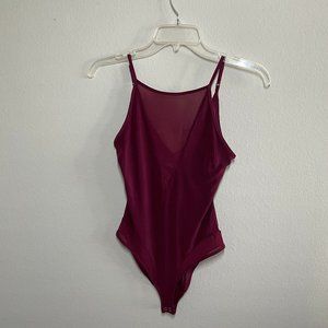 Forever21 red mesh front body suit